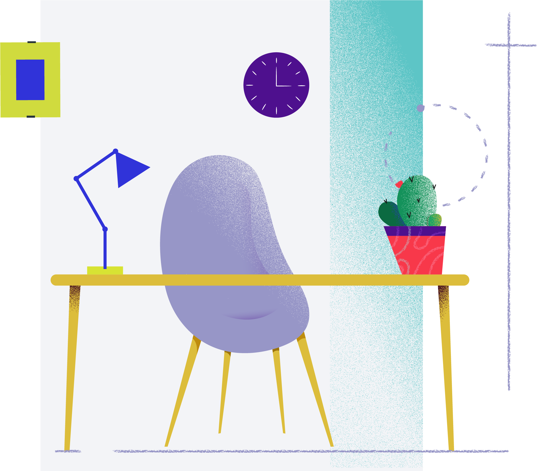 Illustration of a distraction-free workstation